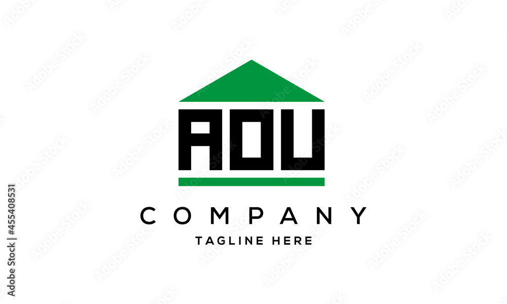 AOU three letter house for real estate logo design AOU three letter house for real estate logo design