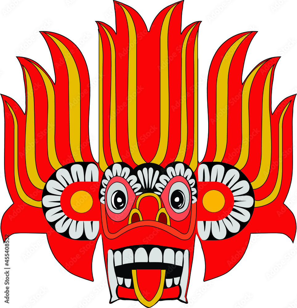 Illustration of a Sri Lankan Traditional Devil mask(Yaka) Stock Vector