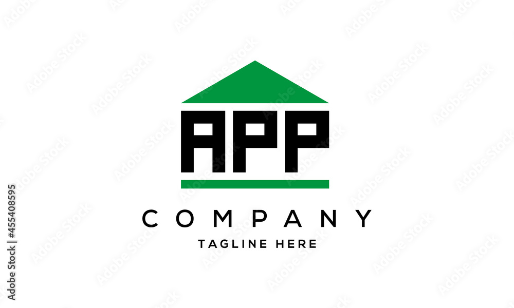 APP three letter house for real estate logo design