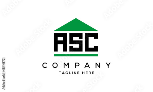 ASC three letter house for real estate logo design