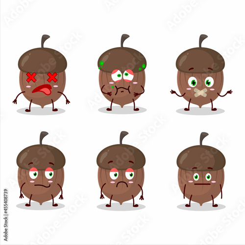 Acorn cartoon in character with nope expression