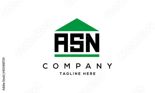 ASN three letter house for real estate logo design