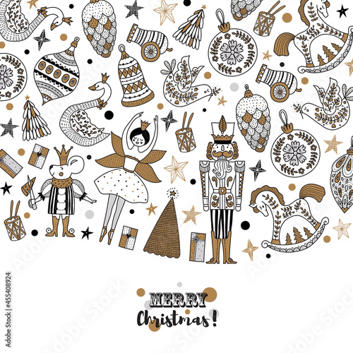 Christmas card the Nutcracker. Magic vector illustration.
