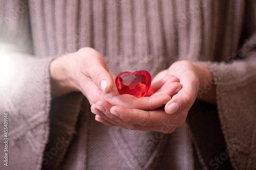 Celebration. Love concept. Heart. Gift. hands holding heart