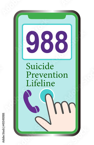 988 Graphic with a suicide prevention phone as a motif