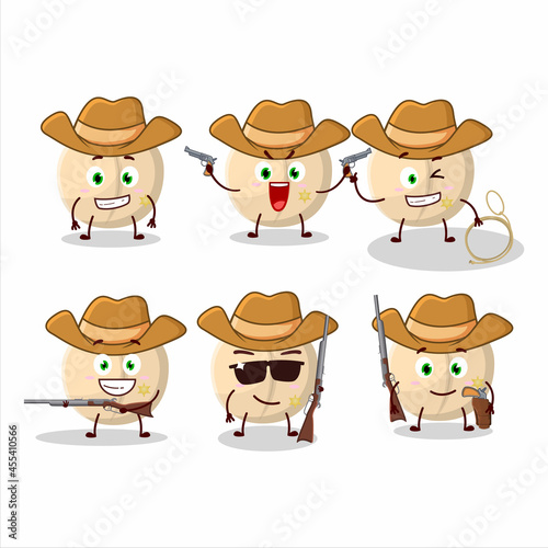 Cool cowboy macadamia cartoon character with a cute hat