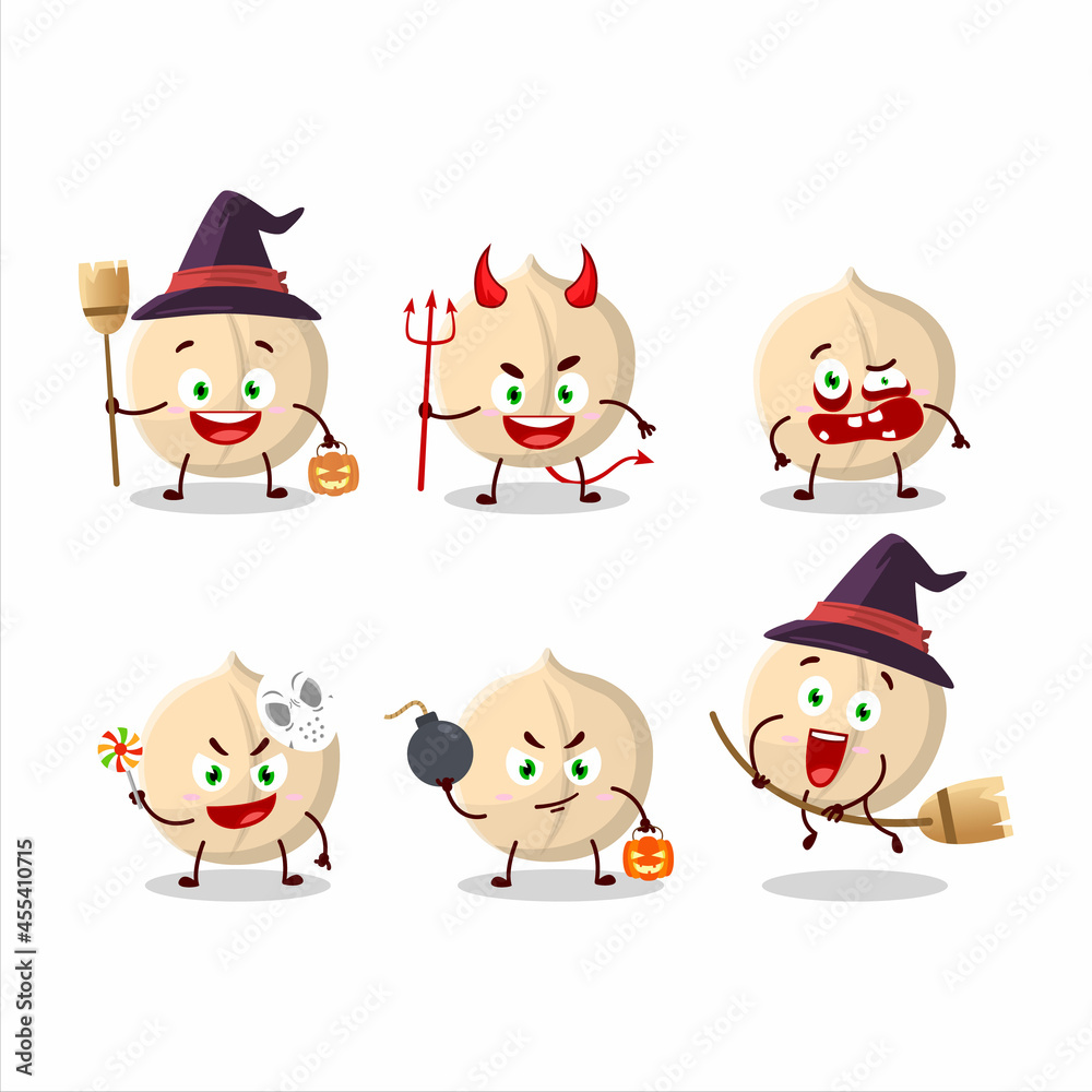 Halloween expression emoticons with cartoon character of macadamia Halloween expression emoticons with cartoon character of macadamia