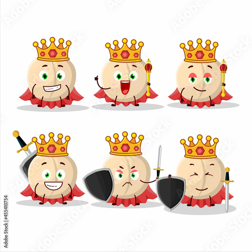 A Charismatic King macadamia cartoon character wearing a gold crown