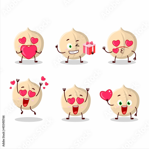 Macadamia cartoon character with love cute emoticon