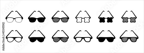 Glasses icon set. Eyeglasses icons vector set. Cool and unique eye glasses icon illustration.