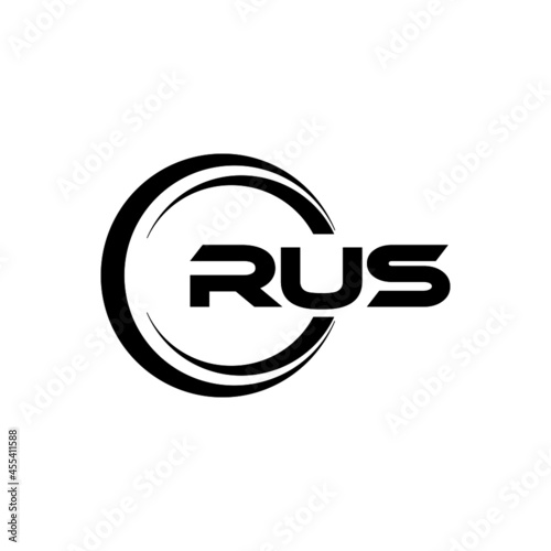 RUS letter logo design with white background in illustrator, vector logo modern alphabet font overlap style. calligraphy designs for logo, Poster, Invitation, etc.