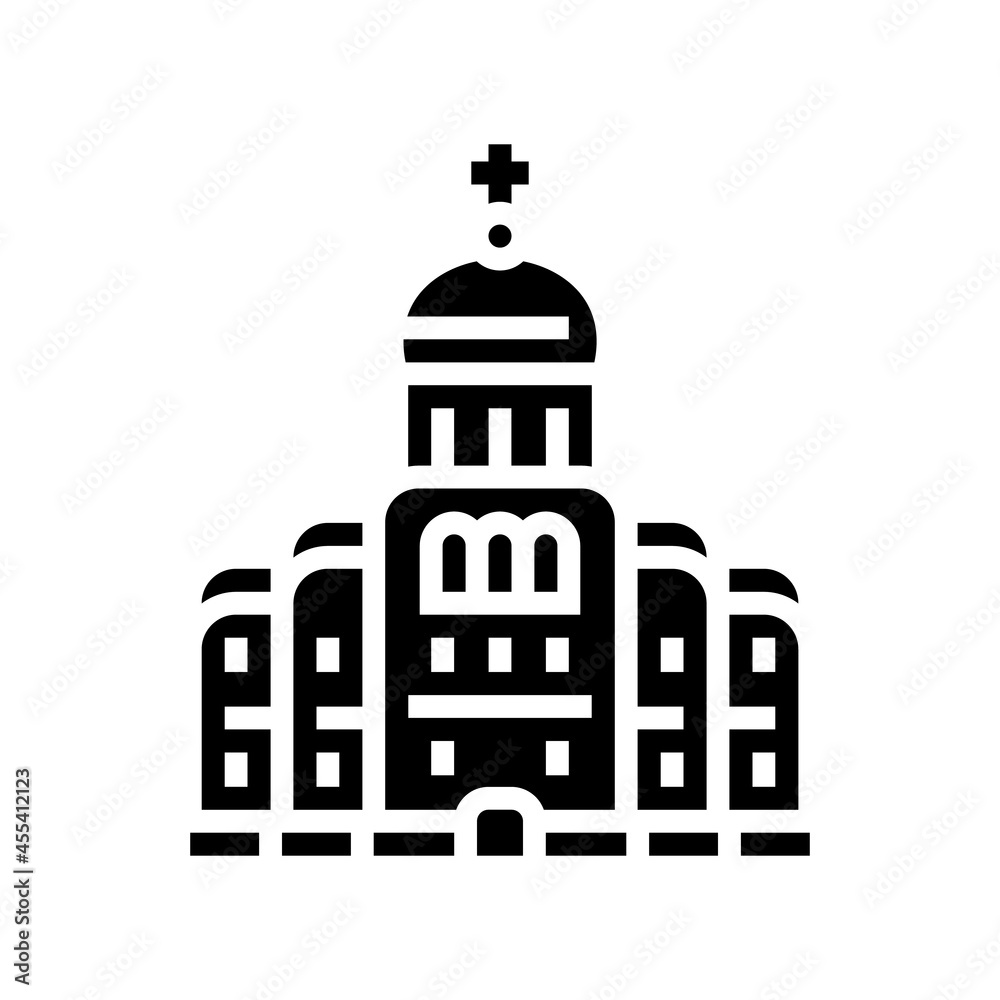 church or monastery christianity building glyph icon vector. church or monastery christianity building sign. isolated contour symbol black illustration