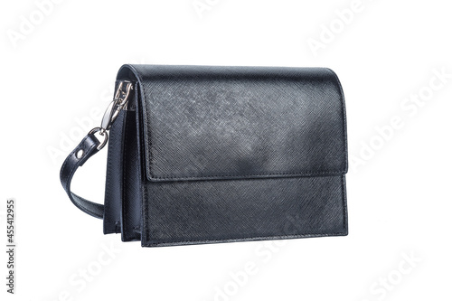 Women's leather bag on a white background. Isolated