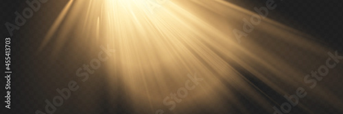White glowing light explodes on a transparent background. Vector illustration of light decoration effect with ray.