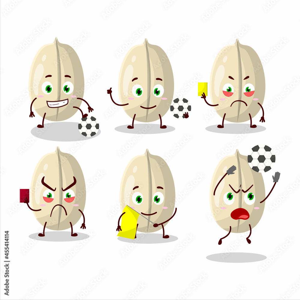 Peanut Seed cartoon character working as a Football referee Peanut Seed cartoon character working as a Football referee