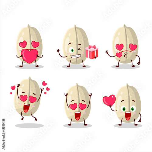 Peanut Seed cartoon character with love cute emoticon