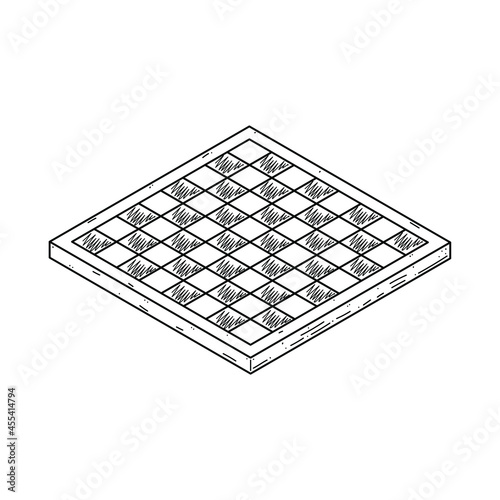 Abstract Doodle Elements Hand Drawn Outline Chess Board Sketch Vector Design Style Isolated On White Background Illustration For Game, Relax, Sport