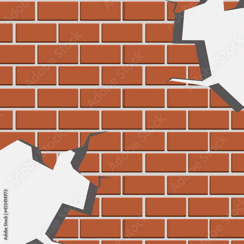 wall of brick cracked