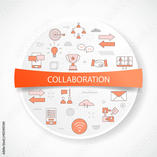 collaboration concept with icon concept with round or circle shape