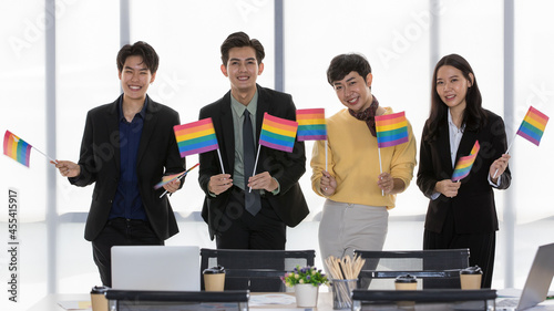 Quadro em tela LGBT Asian executive business group smile, happy, and enjoy working together by