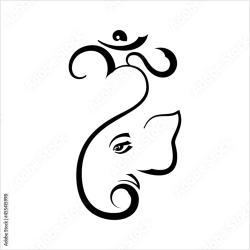 Ganesha The Lord Of Wisdom Calligraphic Style M_2109017