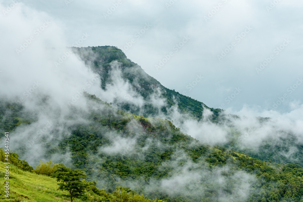 mountains with clouds in a tropical forest