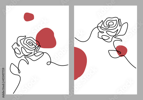 Flower line art drawing set...