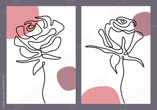 Flower line art drawing set...