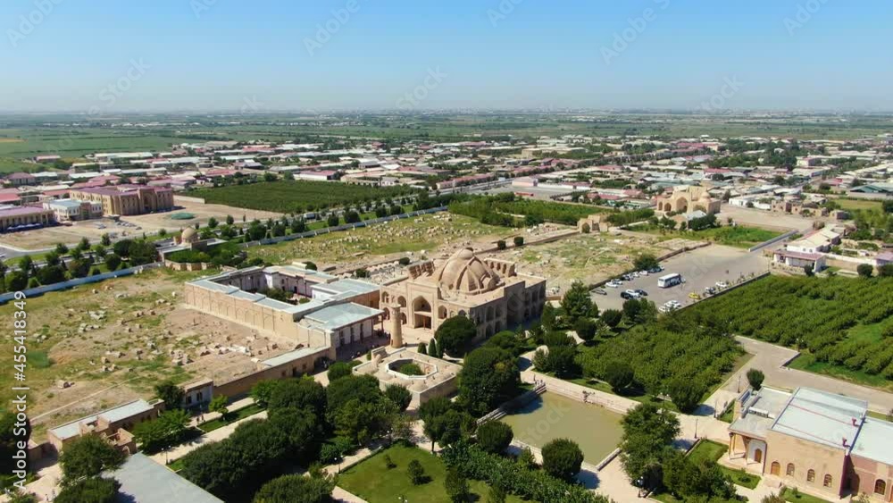 Aerial View Of Central Courtyard Near Baha-ud-din Naqshband Bokhari Memorial Complex In Uzbekistan. Aerial View Of Central Courtyard Near Baha-ud-din Naqshband Bokhari Memorial Complex In Uzbekistan.