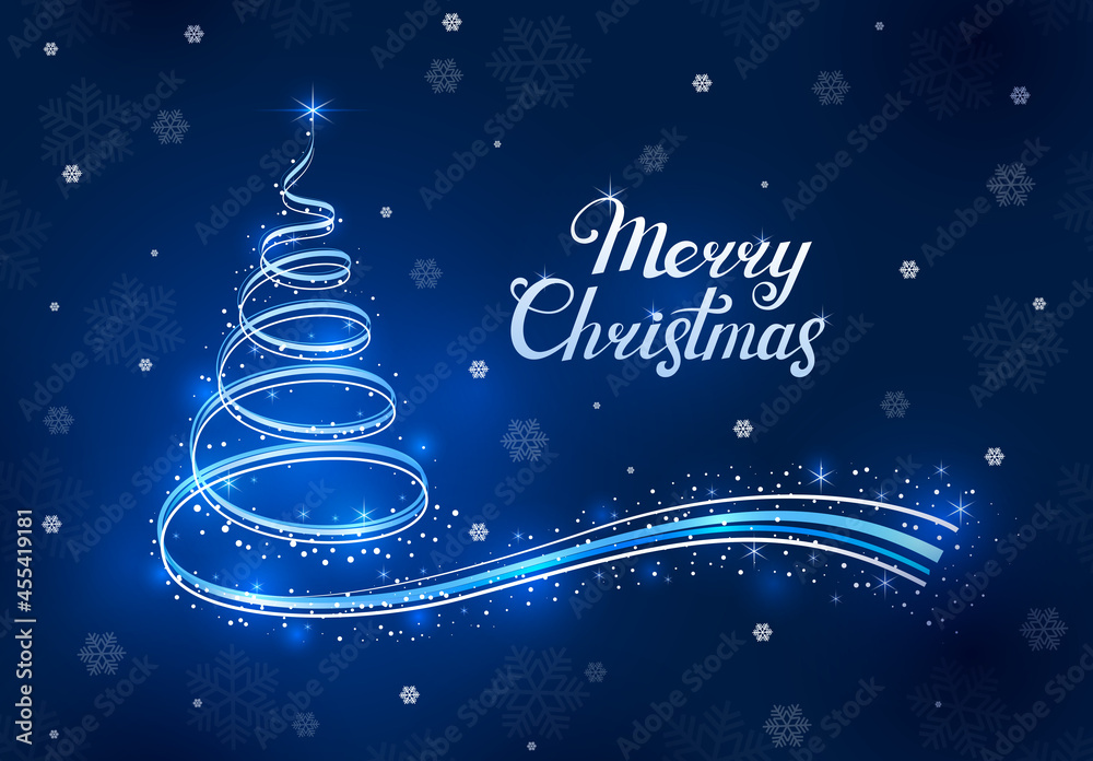 Christmas background with abstract shining Christmas tree. Vector illustration
