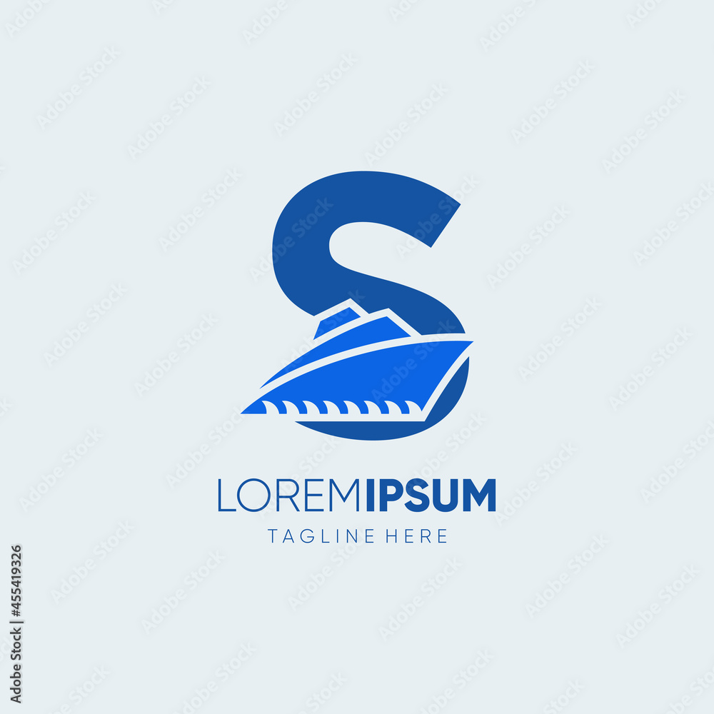 Letter S Ship Logo Design Vector Icon Graphic Illustration Emblem Background Template Letter S Ship Logo Design Vector Icon Graphic Illustration Emblem Background Template