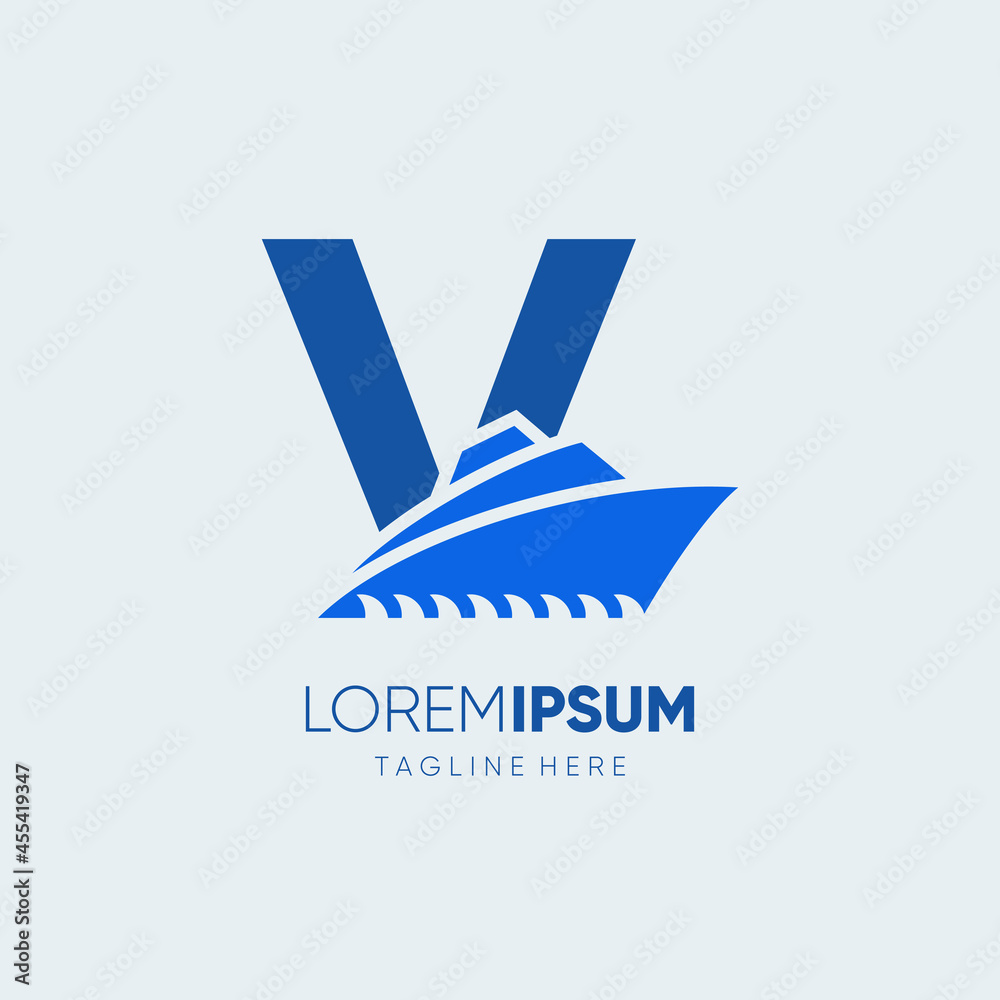 Letter V Ship Logo Design Vector Icon Graphic Illustration Emblem Background Template Letter V Ship Logo Design Vector Icon Graphic Illustration Emblem Background Template