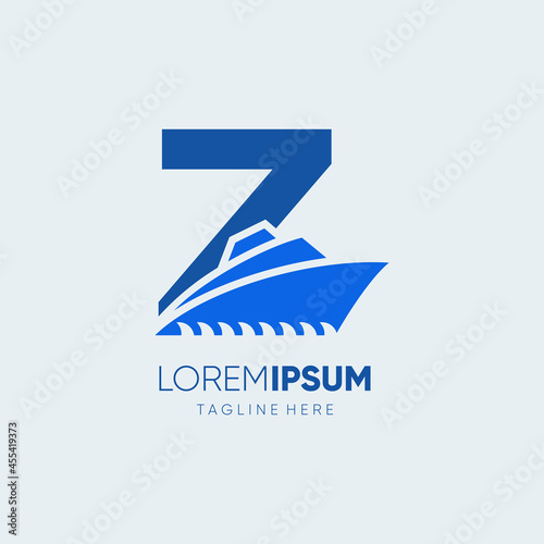 Letter Z Ship Logo Design Vector Icon Graphic Illustration Emblem Background Template
