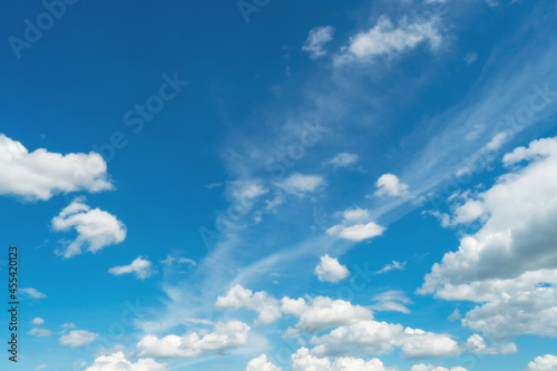 Blue sky and white clouds. Bfluffy cloud in the blue sky background