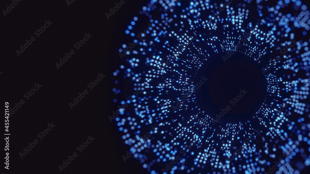 3D Rendering of abstract digital circle dots with depth of field effect. For technology, hi tech product, crypto currency background 3D Rendering of abstract digital circle dots with depth of field effect. For technology, hi tech product, crypto currency background