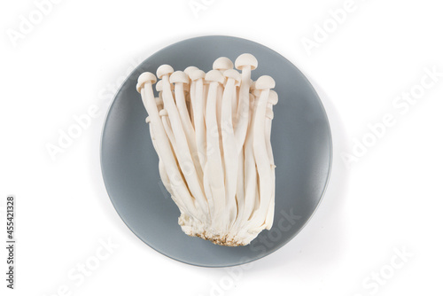 White beech mushrooms isolated on white background photo