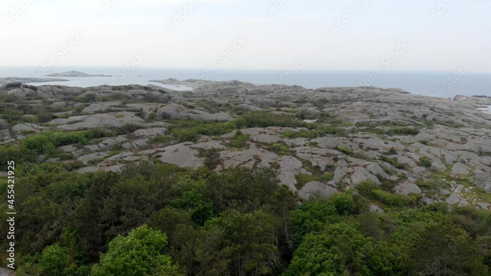 Hönö Island rocky and green landscape in Gothenburg archipelago, aerial drone vew Hönö Island rocky and green landscape in Gothenburg archipelago, aerial drone vew
