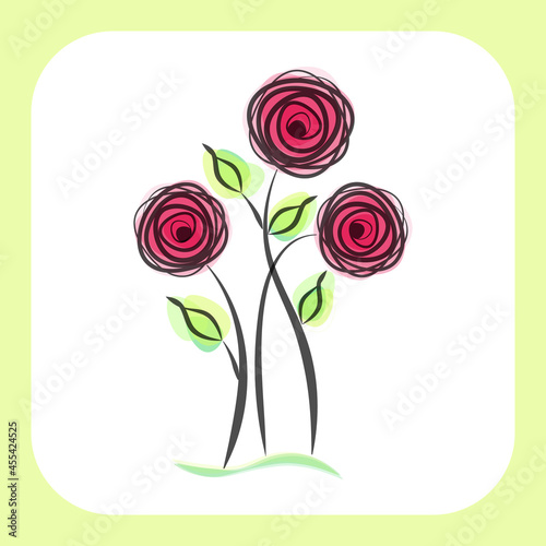 flowers roses summer vector illustration postcard