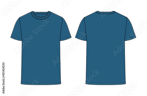 Short sleeve Round neck Vector T-shirt Artwork for Tech-pack [ Color: Atlantic Blue ]