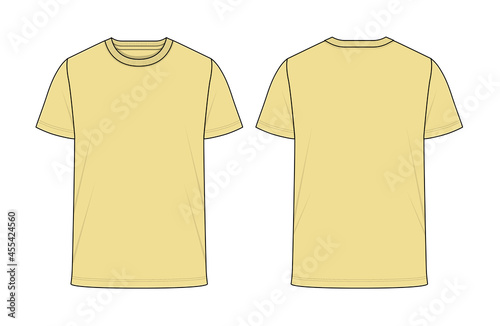 Short sleeve Round neck Vector T-shirt Artwork for Tech-pack [ Color: BUTTER ]
