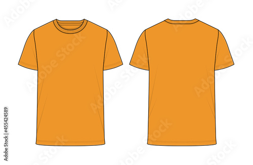 Short sleeve Round neck Vector T-shirt Artwork for Tech-pack [ Color: Mango Sorbet]