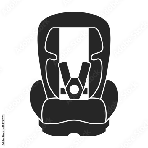 Baby car seat vector black icon. Vector illustration safety chair on white background. Isolated black illustration icon baby car seat.
