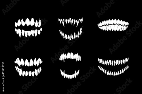 Fotografia Horror monster and vampire or zombie fangs teeth silhouette vector illustration