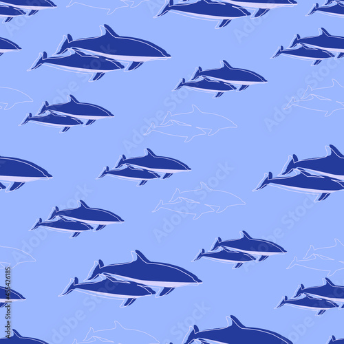 dolphin pattern in blue and purple tones