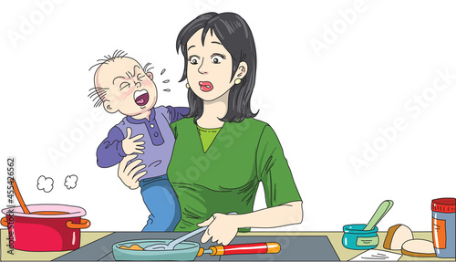 Mother Cooking Meal for a child
