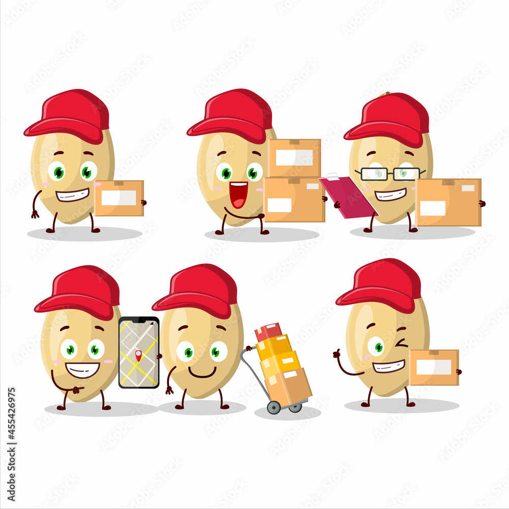 Cartoon character design of pine nuts working as a courier Cartoon character design of pine nuts working as a courier