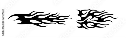 Fire flame tribal vector silhouette set. Fire blaze pattern vector illustration.