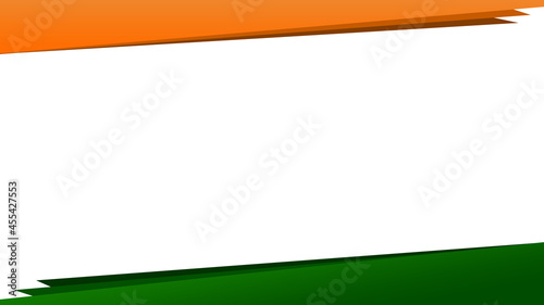 Indian tricolor themed abstract or poster template with saffron and green color bars and clean white background