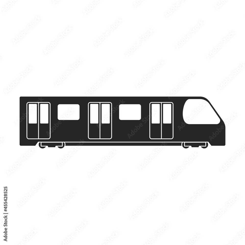 Subway train black vector icon.Black vector illustration cargo. Isolated illustration of subway train icon on white background.