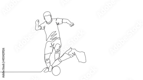 Wallpaper Mural Animated self drawing of single continuous line draw two football players fighting for the ball at the game. Soccer match sports concept. Full length one line animation illustration. Torontodigital.ca